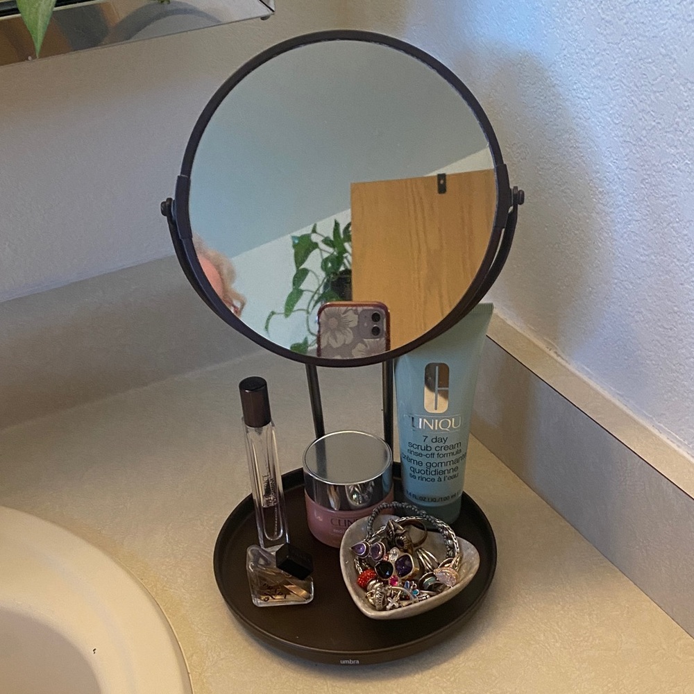 Umbra Bronze Vanity Mirror Magnifying Double Sided Metal